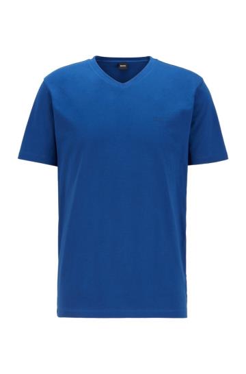 Koszulki BOSS V Neck Logo Ciemny Niebieskie Męskie (Pl94341)
